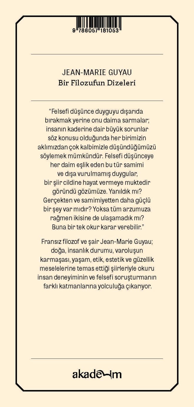 Bir Filozofun Dizeleri arka kapak