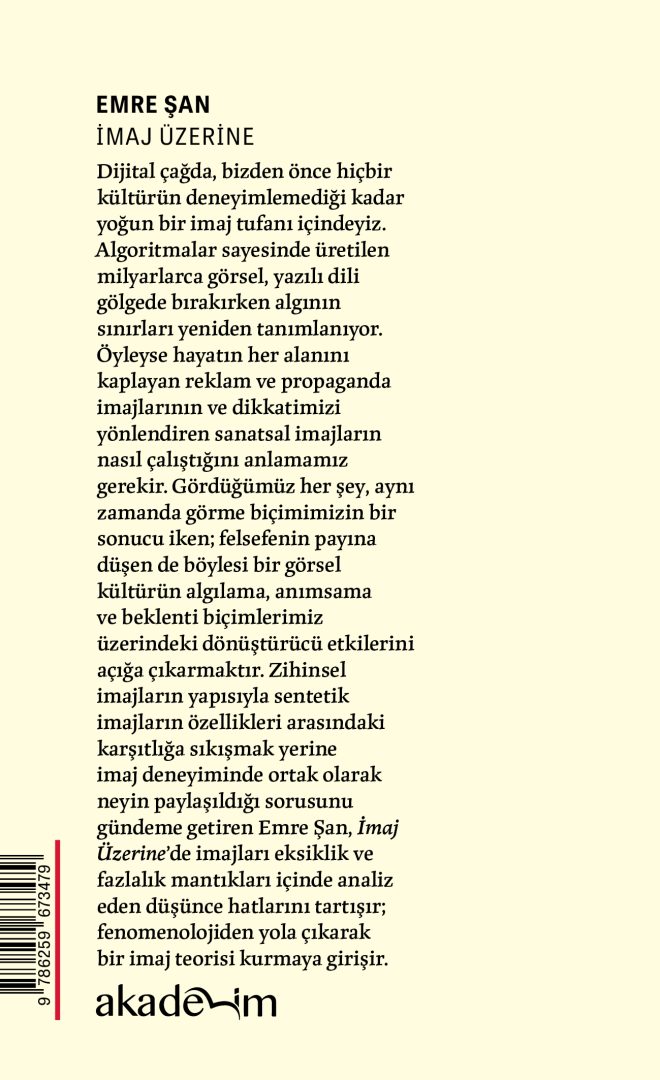 İmaj Üzerine arka kapak