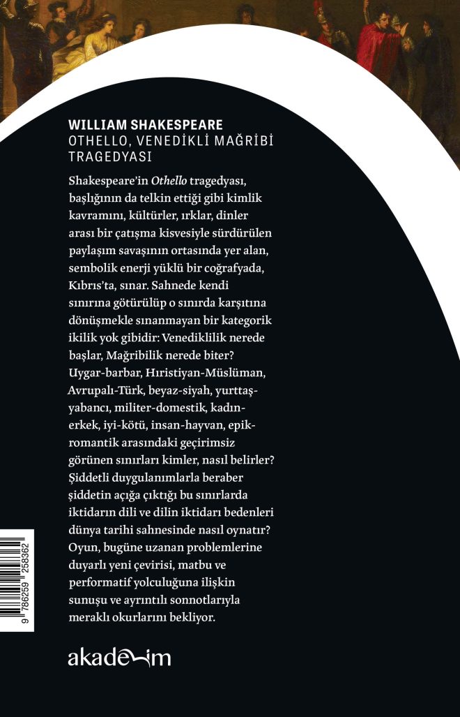 Othello, Venedikli Mağribi Tragedyası arka kapak