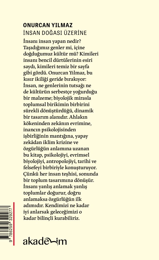 İnsan Doğası Üzerine: Ahlaktan İşbirliğine, İnançtan Özgürlüğe arka kapak