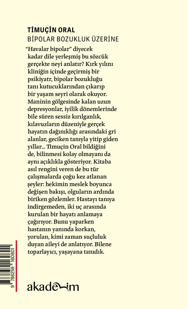 Bipolar Bozukluk Üzerine arka kapak